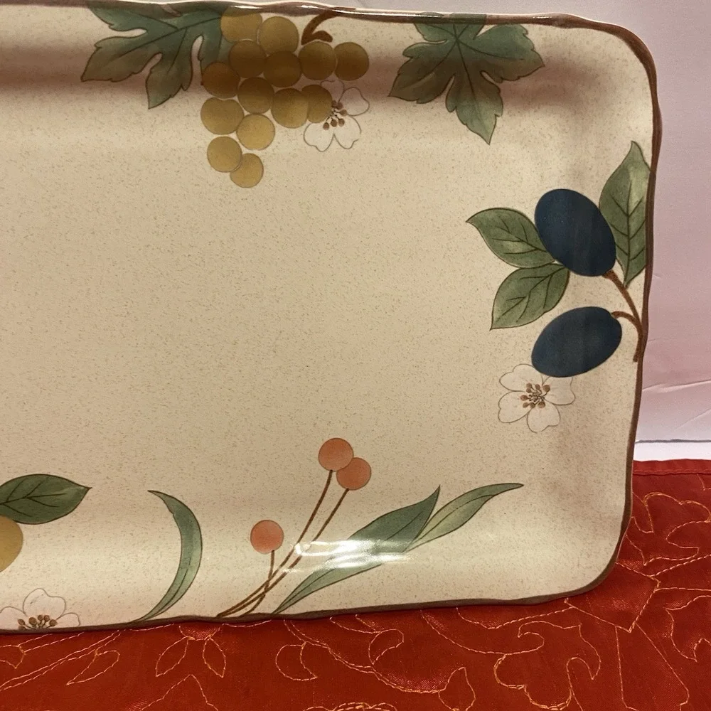 Mikasa Fruit Panorama  Serving Platter Tray Rectangle Peach Plum‎ Grape Pear